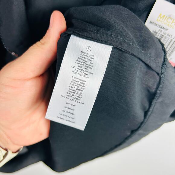 NEW Michael Kors Black Satin Ruffle Sequin Sleeveless Blouse Size 10 - Picture 7 of 9